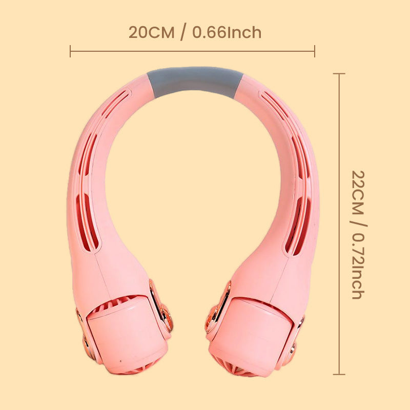 🔥🌪️🍃 VENTE CLIMATISEUR PORTABLE – Ventilateur de Cou à Faible Bruit, Rotatif 360° & Autonomie Longue (Blanc/Rose)