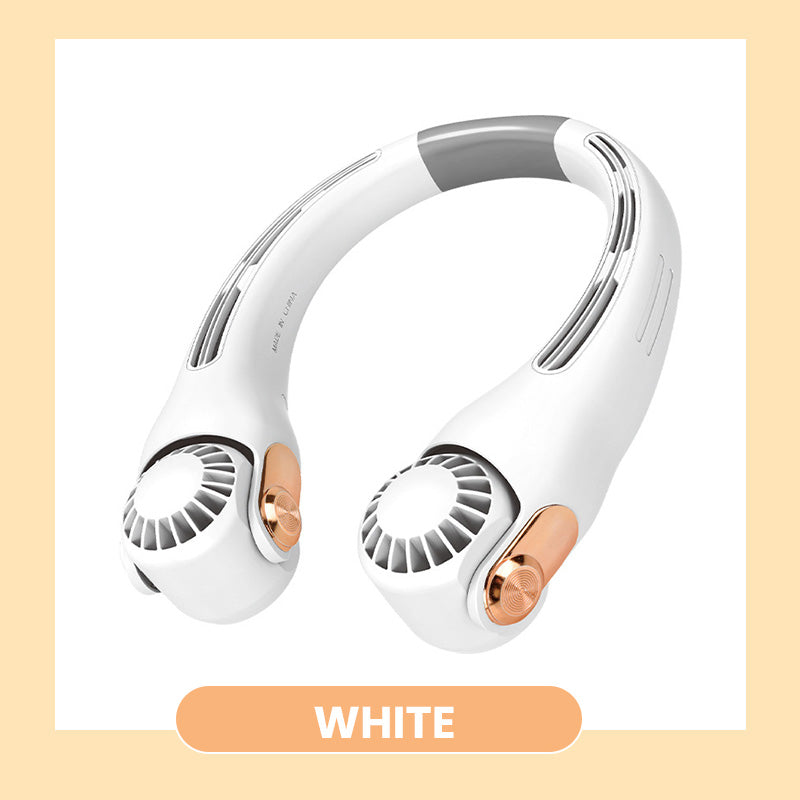 🔥🌪️🍃 VENTE CLIMATISEUR PORTABLE – Ventilateur de Cou à Faible Bruit, Rotatif 360° & Autonomie Longue (Blanc/Rose)