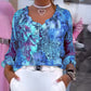 Blouse vintage en mousseline de soie pour femme avec patchwork de fleurs et de léopard