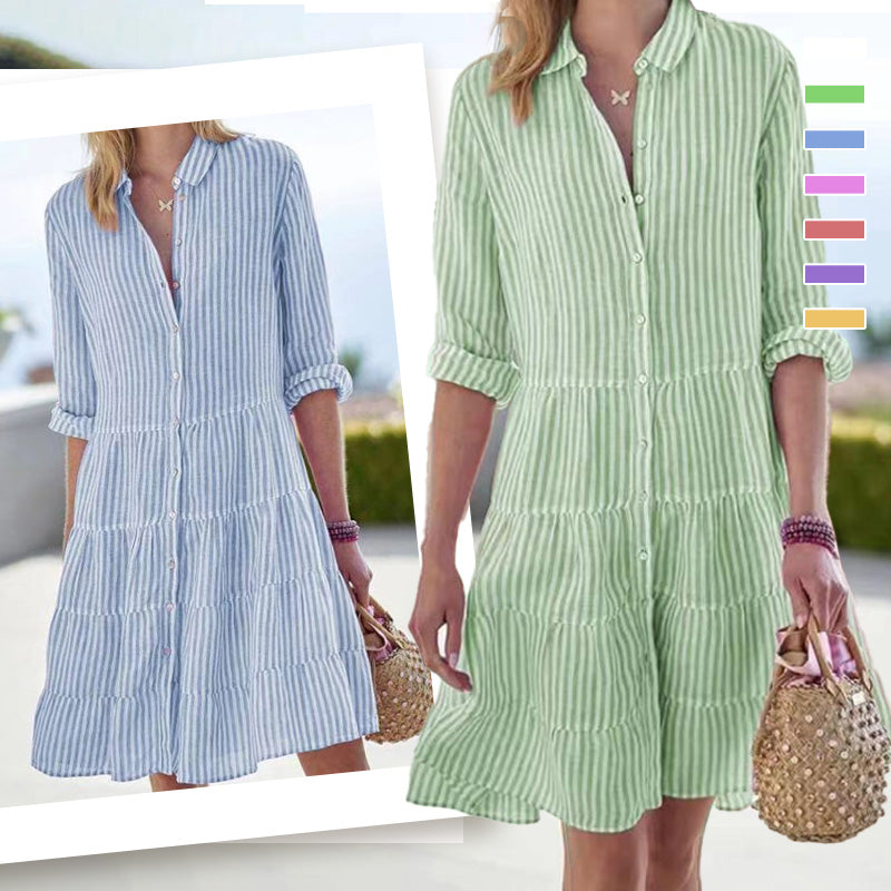 👗Chemise à manches longues rayée pour femmes