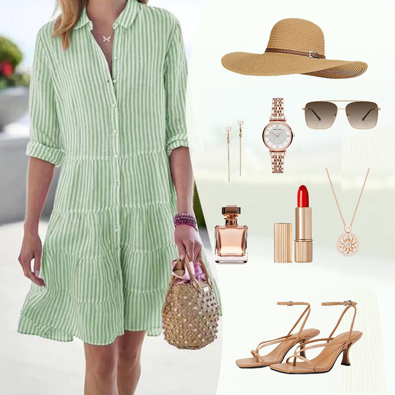 👗Chemise à manches longues rayée pour femmes