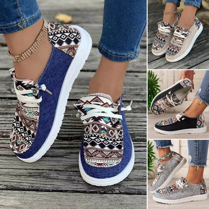 Chaussures en toile décontractées pour femme, à motifs ethniques