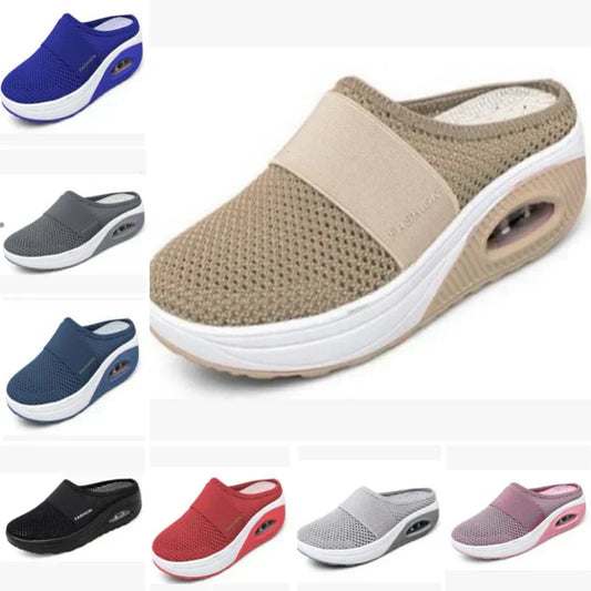 Chaussons en mesh décontractés avec semelle plate et talon incliné pour femmes