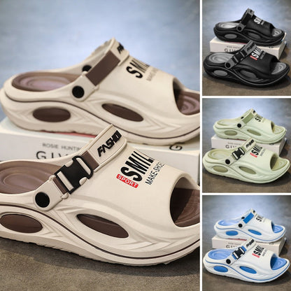 👟 50% DE RÉDUCTION! 🏠 Chausson Homme Antidérapant Semelle Épaisse – Bride convertible, EVA confortable & similicuir – Parfait pour un usage quotidien à la maison ✨