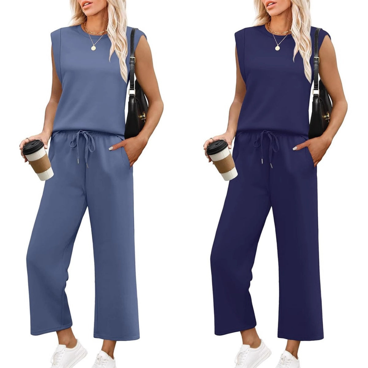🌸2026 Vente à chaud👠Ensemble 2 pièces sans manches et pantalon large pour femmes
