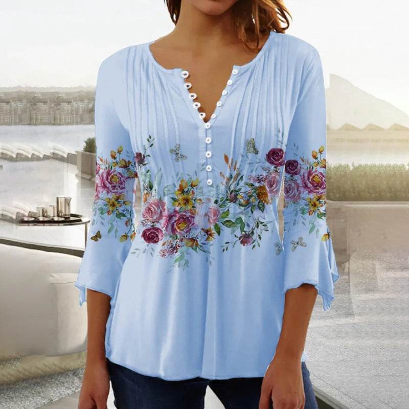 🔥Nouveaux best-sellers 2026🔥 Chemisier boutonné pour femme avec motif imprimé (achetez-en 2, livraison gratuite) !