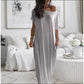 🔥 Offre spéciale du dernier jour : 50 % de réduction ✨💃 Robe d'été longue et décontractée pour femme, manches courtes, couleur unie