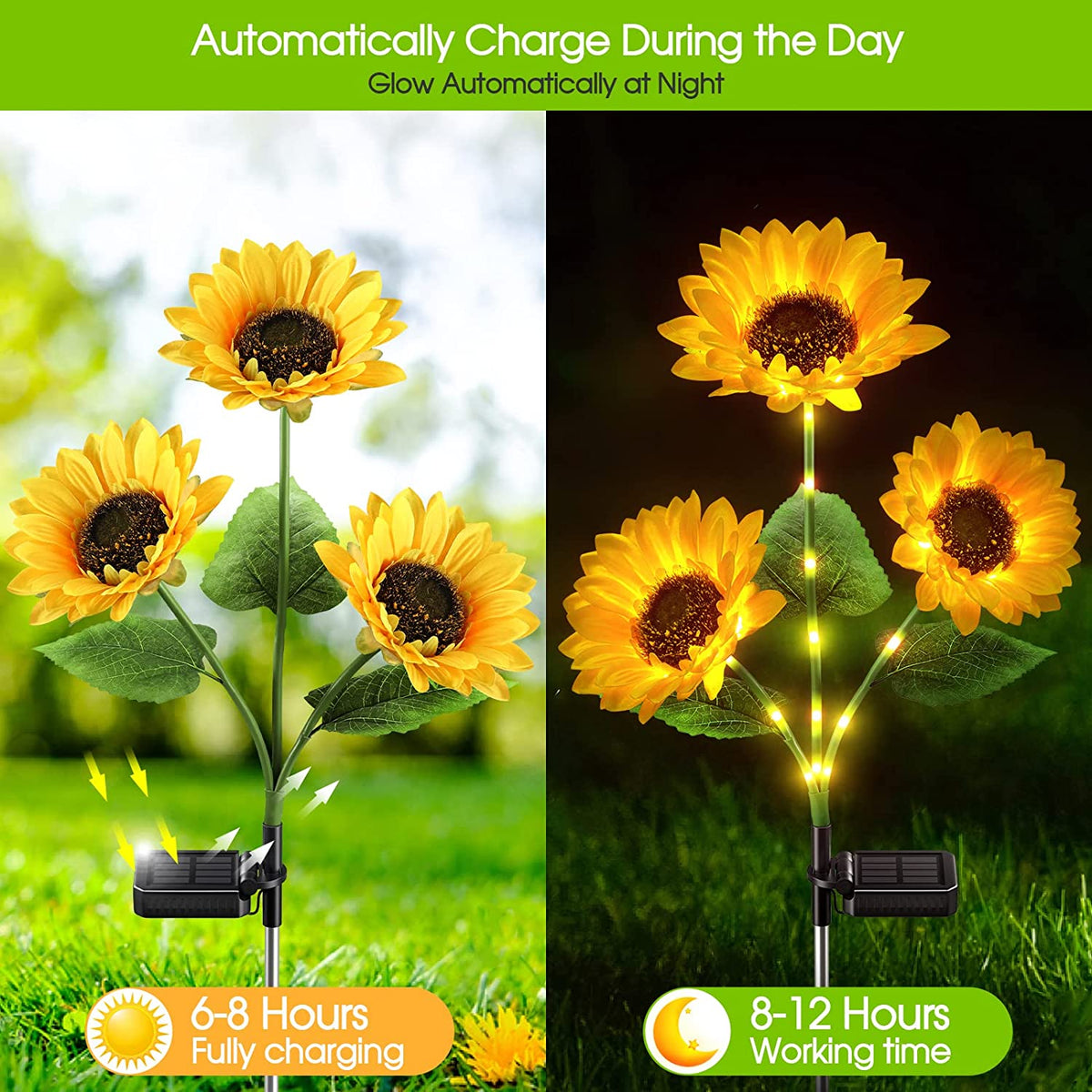 🌻 PROMO LIMITÉE 50% DE RÉDUCTION ! ✨ Lampe Solaire Tournesol de Jardin – Éclairage LED, Design Réaliste, 8h d‘Autonomie 🌙