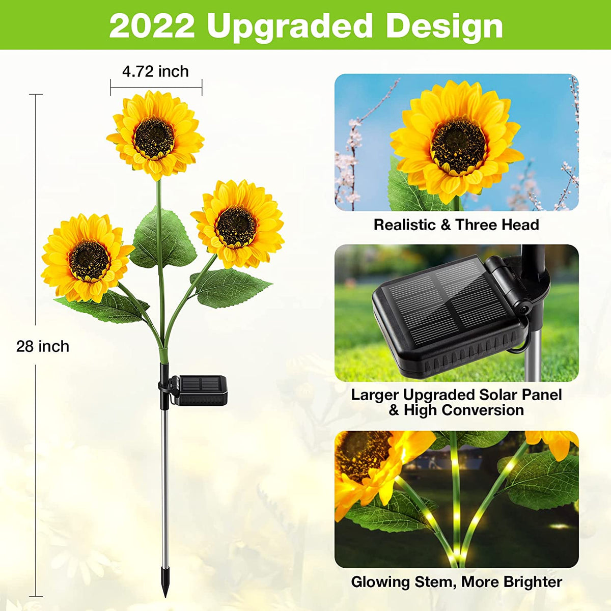 🌻 PROMO LIMITÉE 50% DE RÉDUCTION ! ✨ Lampe Solaire Tournesol de Jardin – Éclairage LED, Design Réaliste, 8h d‘Autonomie 🌙