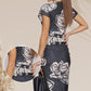 Robe longue moulante imprimée à encolure en V profonde