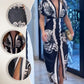 Robe longue moulante imprimée à encolure en V profonde