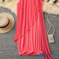 Robe asymétrique en maille sans manches à col rond pour femme