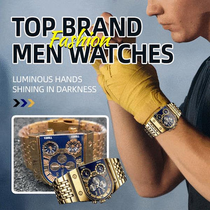 💼Montre homme business | Grand cadran 51 mm | Boucle déployante en or et acier | Étanche et élégante