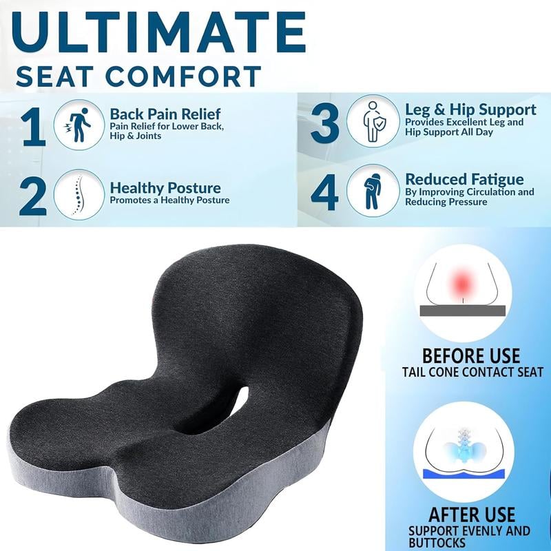 📢📢50 % de réduction !! 🎁 Siège antidérapant en mousse à mémoire de forme – Soulagement sciatique, housse respirante & maintien universel ! 🚗🪑