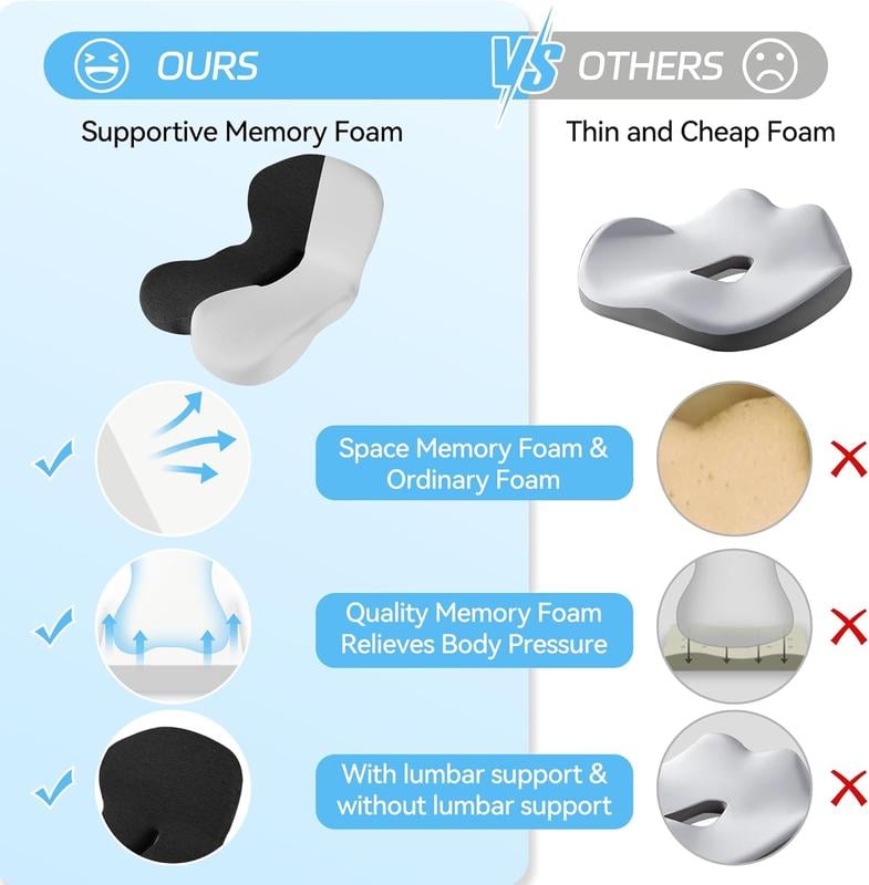 📢📢50 % de réduction !! 🎁 Siège antidérapant en mousse à mémoire de forme – Soulagement sciatique, housse respirante & maintien universel ! 🚗🪑