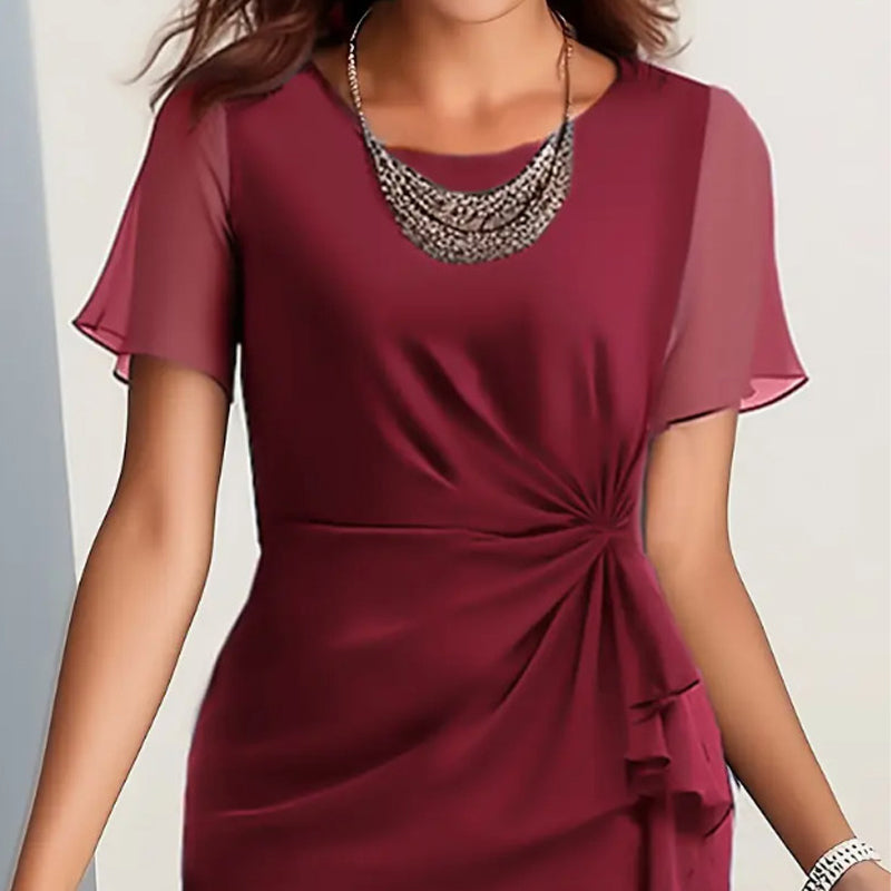 💎 50% DE RÉDUCTION ! 💎 Robe Unie Élégante et Tendance – Col Rond, Taille Cintrée & Tissu Respirant 🌸👗