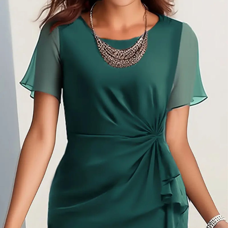 💎 50% DE RÉDUCTION ! 💎 Robe Unie Élégante et Tendance – Col Rond, Taille Cintrée & Tissu Respirant 🌸👗