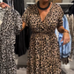 Robe longue imprimé léopard pour femme