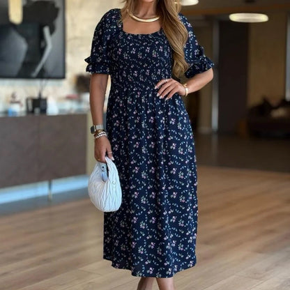 ⏳ Offre spéciale à durée limitée ⏰Robe bustier à fleurs à encolure carrée pour l'été