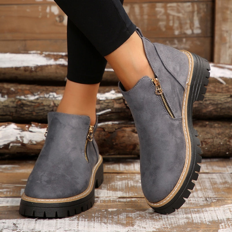 👢 Promo 50 % – Bottines tendance et confortables pour femmes, bout rond et zip 🌟