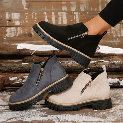 👢 Promo 50 % – Bottines tendance et confortables pour femmes, bout rond et zip 🌟