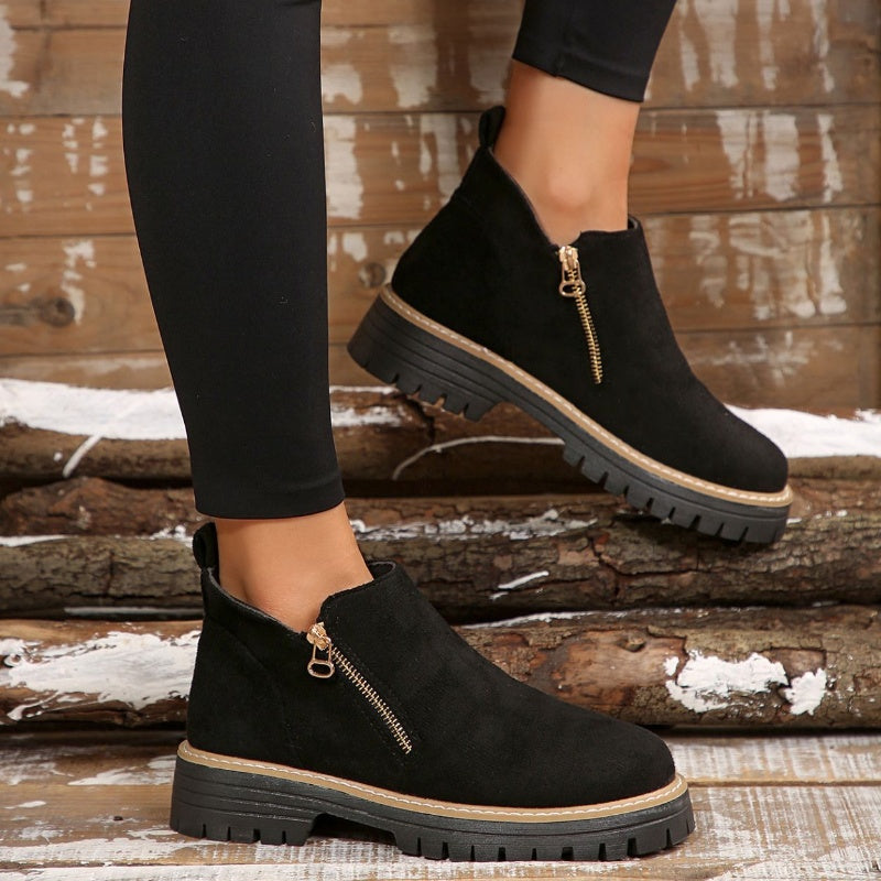 👢 Promo 50 % – Bottines tendance et confortables pour femmes, bout rond et zip 🌟