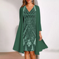 💃 Ensemble composé d'une veste longue transparente et d'une robe à col en V – Coupe flatteuse et tissu léger