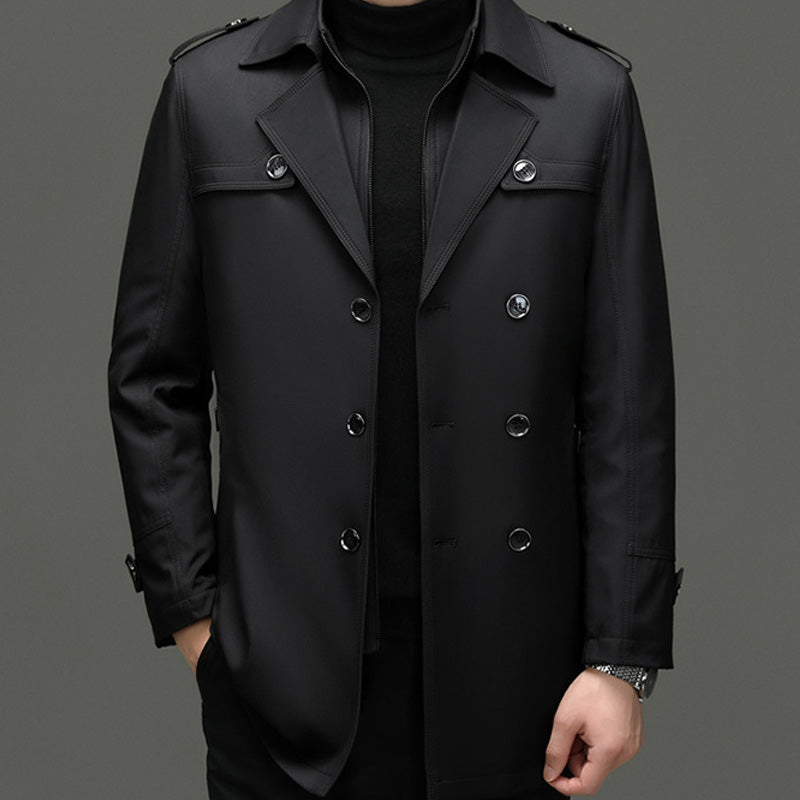 🔥 60% KORTING ! ✨ Mannen Lange Trenchcoat - Afneembare Voering, Winddicht en Waterafstotend, Klassiek en Praktisch 🧥🌂