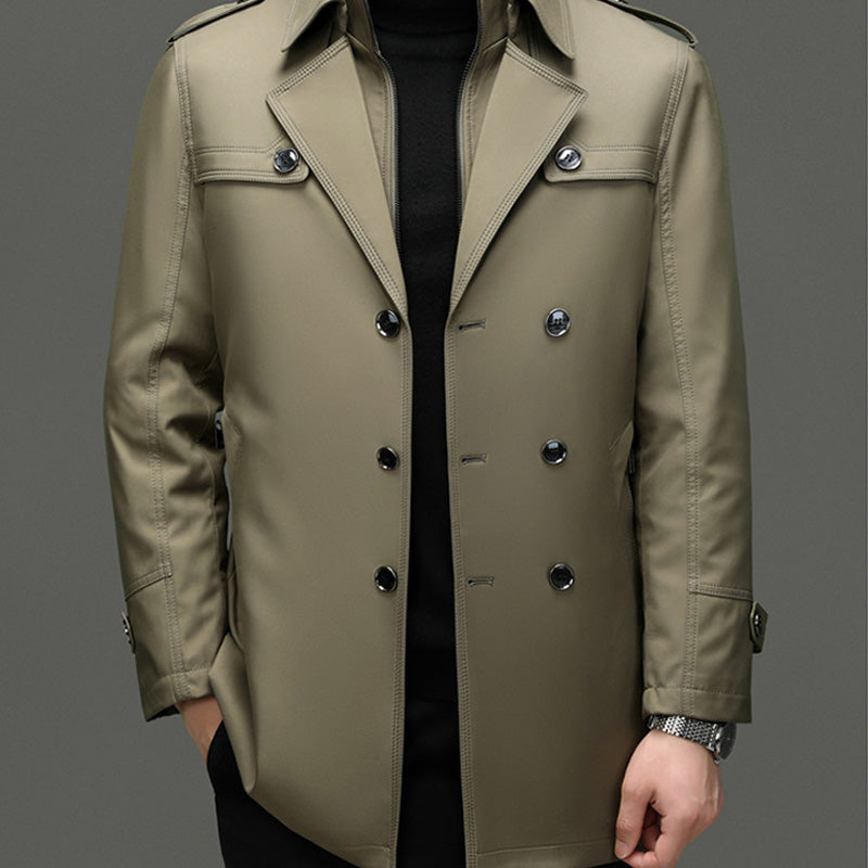🔥 60% KORTING ! ✨ Mannen Lange Trenchcoat - Afneembare Voering, Winddicht en Waterafstotend, Klassiek en Praktisch 🧥🌂