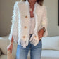 🩷Manteau court à boutons et pompons pour femme🧥