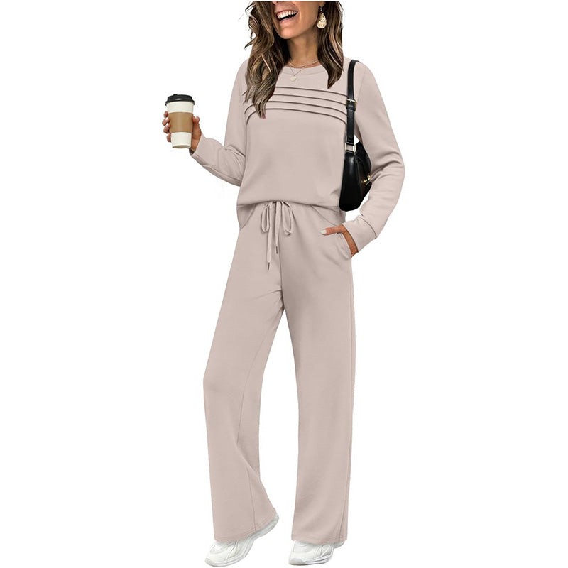 📢📢 50 % de réduction !! ⏰ Ensemble Femme Confort – Haut ras du cou + pantalon à cordon ajustable 👕👖 | Doux, respirant & ultra-polyvalent ✨