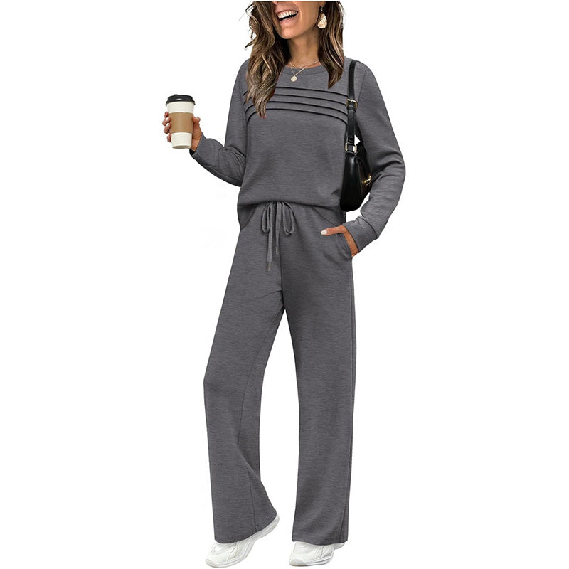 📢📢 50 % de réduction !! ⏰ Ensemble Femme Confort – Haut ras du cou + pantalon à cordon ajustable 👕👖 | Doux, respirant & ultra-polyvalent ✨
