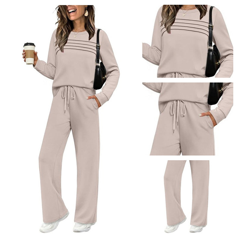 📢📢 50 % de réduction !! ⏰ Ensemble Femme Confort – Haut ras du cou + pantalon à cordon ajustable 👕👖 | Doux, respirant & ultra-polyvalent ✨