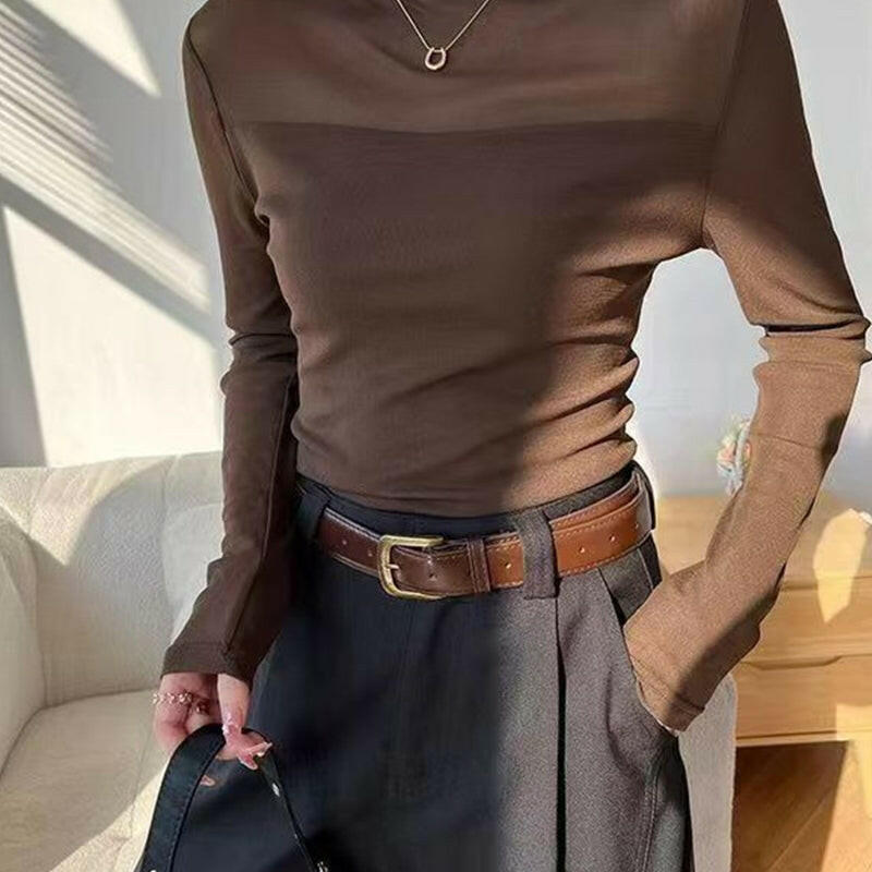💃Dernier jour des soldes -50 % de réduction🎉Haut à manches longues transparent en maille scintillante pour femme