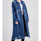 Veste longue en jean déchiré pour femme
