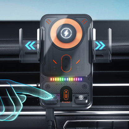 ✨Support de téléphone de voiture intelligent 2 en 1 avec fonction pivotante et chargeur sans fil