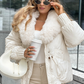 Promotion d'automne🍂Manteau matelassé tendance avec col en fausse fourrure