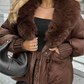 Promotion d'automne🍂Manteau matelassé tendance avec col en fausse fourrure