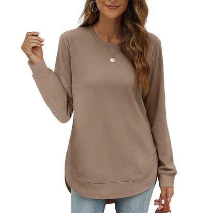 🍂Soldes d'automne : 50 % DE RÉDUCTION🔥Hauts unis à manches longues avec ourlet haut et bas pour femme
