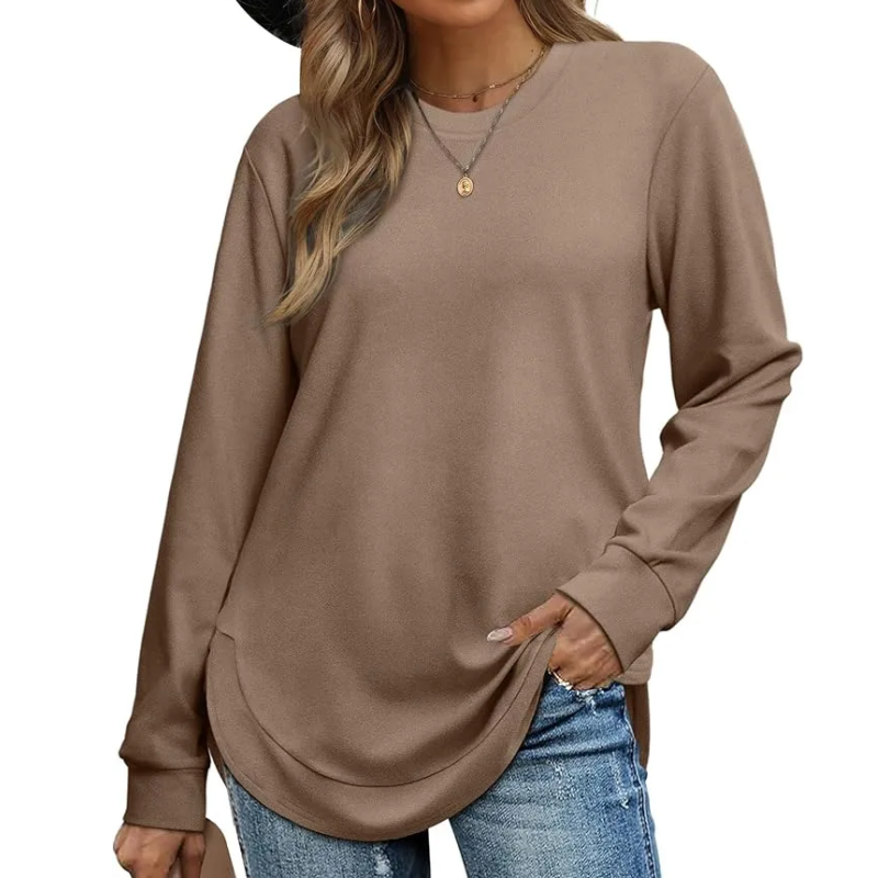 🍂Soldes d'automne : 50 % DE RÉDUCTION🔥Hauts unis à manches longues avec ourlet haut et bas pour femme