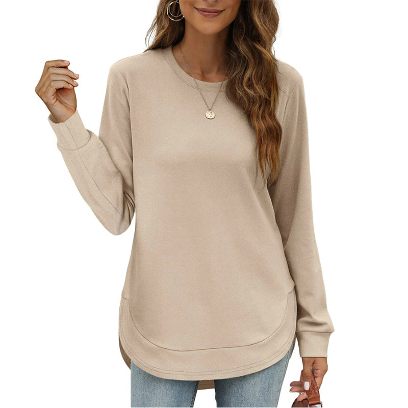 🍂Soldes d'automne : 50 % DE RÉDUCTION🔥Hauts unis à manches longues avec ourlet haut et bas pour femme