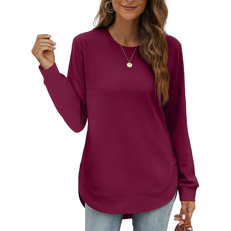 🍂Soldes d'automne : 50 % DE RÉDUCTION🔥Hauts unis à manches longues avec ourlet haut et bas pour femme