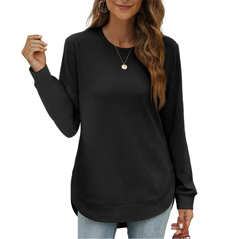 🍂Soldes d'automne : 50 % DE RÉDUCTION🔥Hauts unis à manches longues avec ourlet haut et bas pour femme