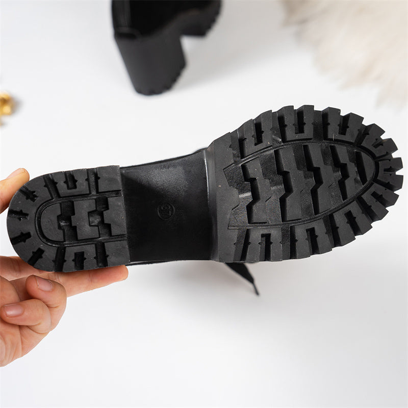 Bottines Femme à Talon Épaissi et Lacets