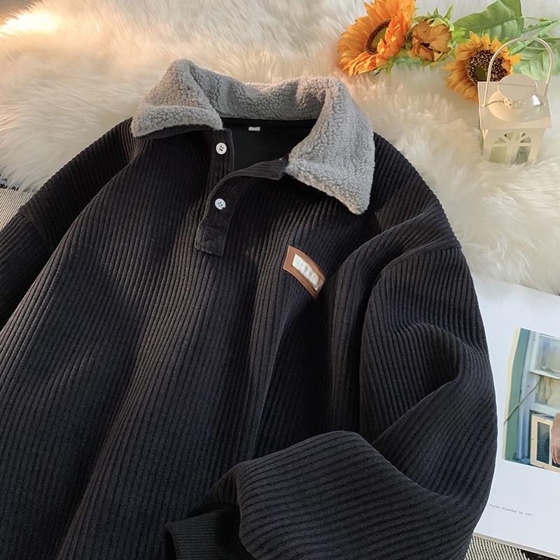 ❄️PROMOTION DU DERNIER JOUR - 50 % DE RÉDUCTION 💖 Sweat-shirt unisexe ✨ en velours côtelé à col à revers - 👏 Chaud et élégant !