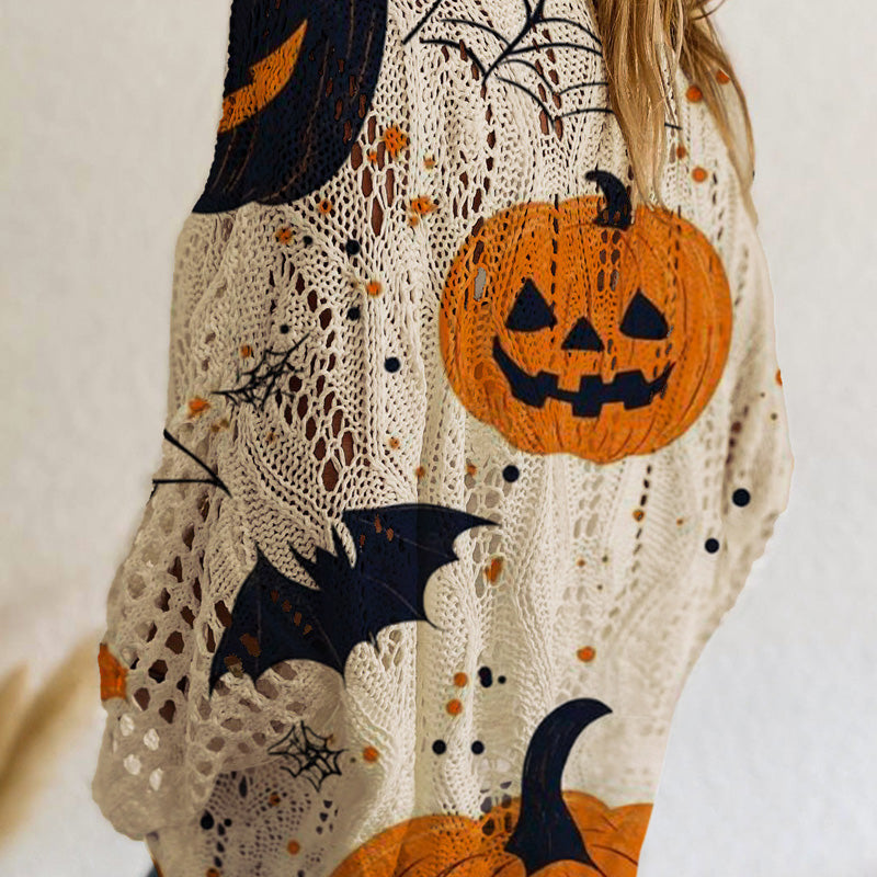 🎃Pull en maille ample à manches chauve-souris pour femme, thème Halloween🎁