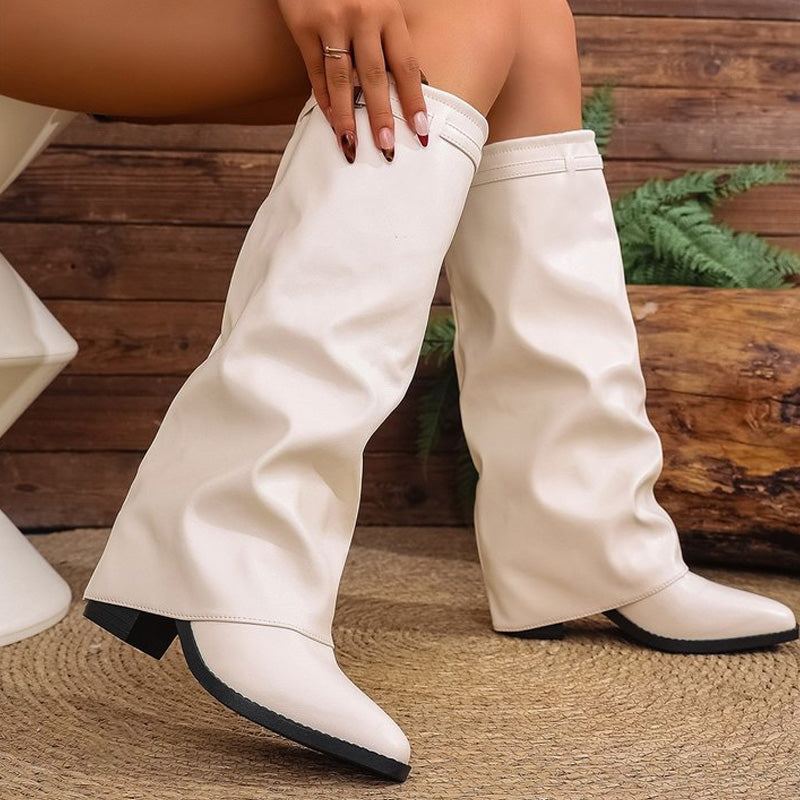Bottes montantes à talons épais pour femmes