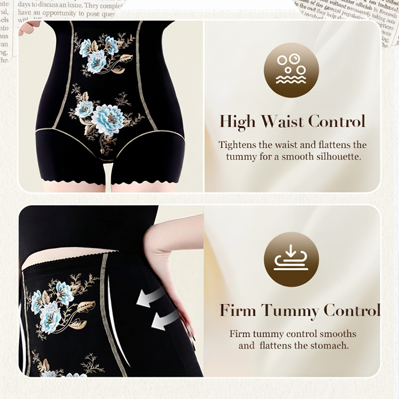🎀 Shorty Sculptant Taille Haute pour Femme - Effet Gainant & Broderie Fleurie ✨ Maintien optimal, confort respirant et touche élégante pour une silhouette sublimée.