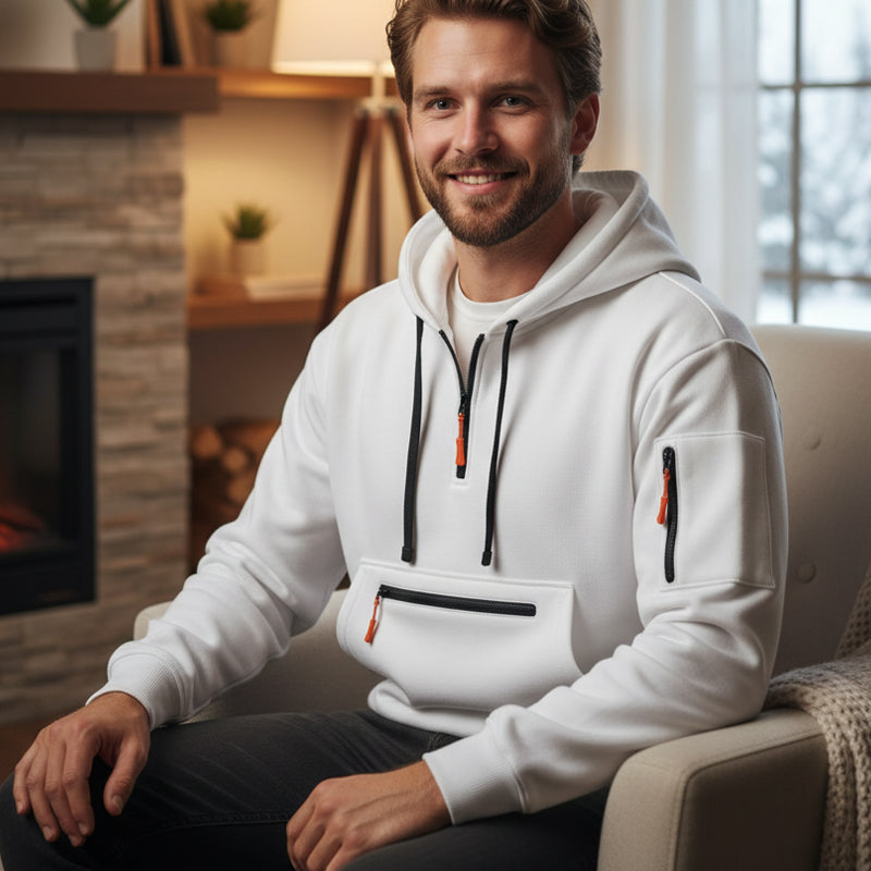 Sweat à capuche utilitaire chaud pour homme avec fermeture éclair quart de longueur -👏Confort, style et fonctionnalité réunis dans un vêtement polyvalent !