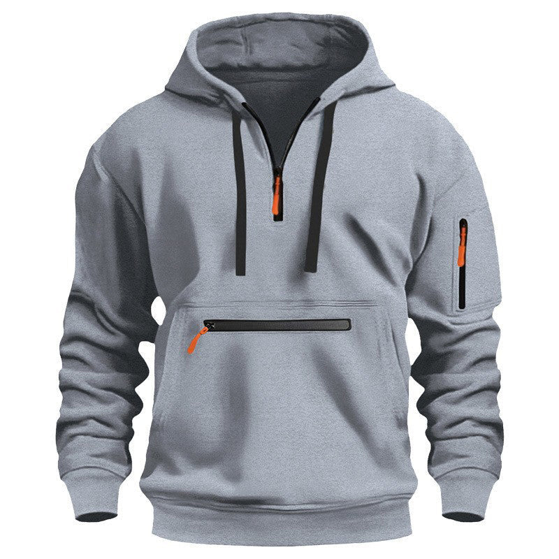 Sweat à capuche utilitaire chaud pour homme avec fermeture éclair quart de longueur -👏Confort, style et fonctionnalité réunis dans un vêtement polyvalent !